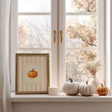 1pc Frameless Striped Pumpkin Fall Kitchen Bar Cart Wall Art Dorm Gift - Multi-color - View 4
