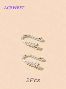 2Pcs/1Pc Exquisite Elegant Copper Gourd Shape Artificial Zirconia Simulated Nose Piercing For Women Nightclub, Party, Birthday Gift - Multicolor - View 8