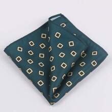 1pc Men's Suit Pocket Square, Formal Evening Dress Pocket Handkerchief, Vintage Printed British Minimalist Pattern Business Silk Scarf, Washable Reusable Square Portable Decoration - Multicolor - View 6