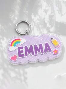 Personalized Cloud Keychain, Customized Name Cute Rainbow Pencil Case Charm, Acrylic Key Ring, Suitable For Backpack, School Bag, Luggage, Back To School Gift - Multicolor - View 10