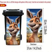 1pc 2D Flat Funny Donkey Trash Can Sticker, Smiling Donkey PVC Self-Adhesive Wheelie Bin Decal, Funny Animal Garbage Bin Decoration, Outdoor Patio Yard Trash Can Decor, Easy Peel And Stick - A - View 4