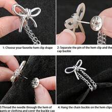 Set Of 8 Multifunctional Clothing Clips – Metal Star, Heart, And Ribbon Designs – Clips For Cinching Pant Hems And Securing Sleeves – Universal Use For Shirts And Pants – Creative Decorative Buckle-Chain Clips – Pant Hem Shortening And Organizing Tools - Multicolor - View 4
