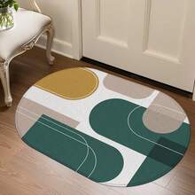 1pc Oval Flannel Door Mat, Soft Comfortable Absorbent Non-Slip Machine Washable With Anti-Slip Backing, Suitable For Entrance, Living Room, Patio, Bedroom, Kitchen, Laundry Room, Bathroom, Multi-Functional Home Floor Mat, Entryway Rug, Kitchen Bathroom Carpet, Holiday Decoration - Multicolor - View 6