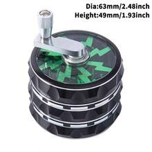4-Layer Aluminum Alloy Manual Spice Grinder, Metal Shiny Hand-Crank Handle Herb Grinder, Portable Mortar And Pestle Grinding Tool, Premium Gift For Kitchen And Home Use - Black - View 9