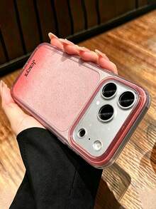 Luxury Candy Color Letter Label Shiny Translucent Phone Case, Suitable Compatible With Iphone 18 Pro Max 18 Pro 17 Pro Max 17 Pro 16 Pro Max 15 14 Pro Max 13 Pro Max 14 Plus 17 Air 12 Pro 11, Soft Glitter Protective Shell - Red - View 2