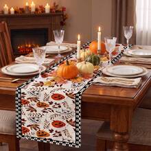 1pc Halloween Pumpkin Ghost Spider Plaid Print Table Runner, Suitable For Holiday, Party, Birthday, Dinner, Restaurant Table Decoration, Autumn/Winter Halloween Home Decor - Multicolor - View 6