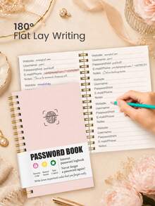 1set Spiral Password Organizer Notebook With Website, Username, Password/Hint, Email/Phone & Notes Sections, Office Desk Accessories Office Supplies, Halloween Gifts For Home & Work - A6 - View 2