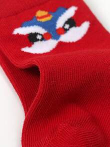 5 Pairs Kids' New Year Red Mid-Calf Socks, Spring/Autumn - Multicolor - View 3