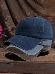 3pcs Unisex Outdoor Casual Fashion Adjustable Size Solid Color Retro Baseball Cap, Suitable For Daily Matching - A - View 3