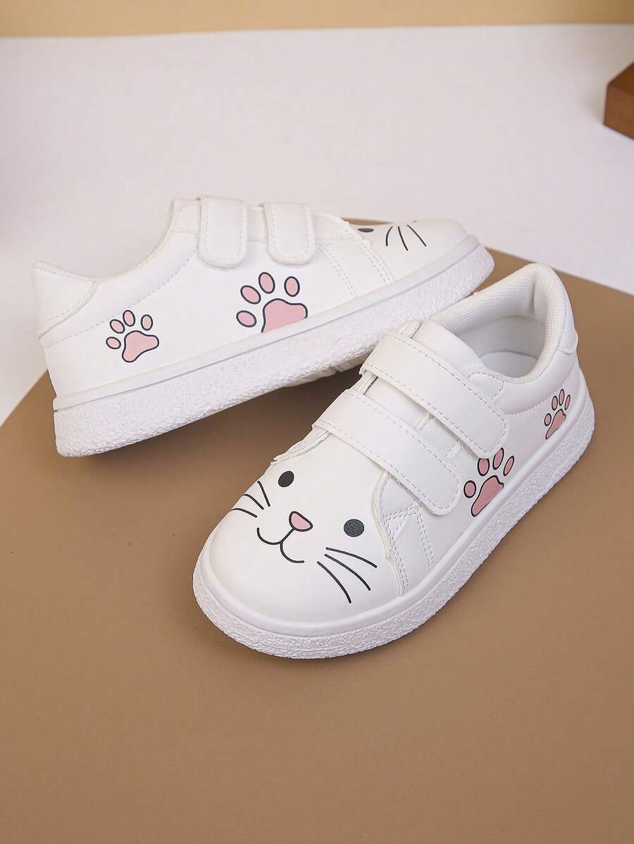 1 Pasang Sepatu Olahraga Anak Unisex dengan Perekat Velcro, Serbaguna, Nyaman, Kasual, Anti Selip, Sol Datar, Cocok untuk Semua Musim - Putih - View 1