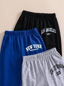 Tween Boy Letter Print Elastic Waist Sweatpants - Multicolor - View 4