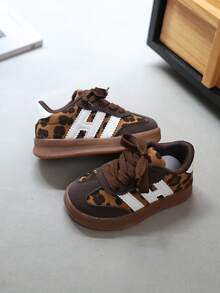 1 Pair Vintage Kids Training Shoes, Unisex Colorblock Casual Sneakers, Soft Sole Non-Slip Style Shoes - Brown - View 8