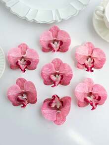 10/30 Pcs/Set Artificial Silk Phalaenopsis Orchid Bridal Bouquet, Valentine's Day Artificial Plants, Wedding Decoration, DIY Floral Wreath Materials, Bridal Handheld Flower Decoration Accessories, Wedding Car Decoration, Door Arch Decoration, Home Restaurant Bedroom Vase Decoration, Birthday Party Decoration Materials, New Year Gift, Graduation Season - Hot Pink - View 3