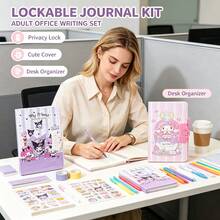 1pc Cartoon Password Notebook Stationery Prize, Cute Lock Diary Notebook For Elementary Students, Adorable Anime Printed Notepad For Daily Note-Taking And Desk Stationery, Lined Diary Notebook For Office Daily Planning, Suitable For Students, Office Workers, Back To School Season, Gift For Classmates, Teachers, Family - Multicolor - View 1