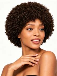 8 Inch Fluffy Spiral Curl Wig, High Density Heat-Resistant Synthetic Fiber Wig, Natural Styling, Suitable For Various Parties - Brown - View 4