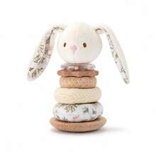 1pc Wooden Base Rabbit Stacking Toy, Soft Plush Rabbit Detachable Stacking Rings Toy, Baby Sensory Building Play Toy, Newborn Fine Motor Skills Training Educational Toy, Baby Baptism Gift - Multicolor - View 13