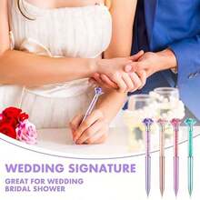 10pcs Shiny Crystal Ballpoint Pens, Rotatable, Medium Tip, Suitable For Wedding, Office, School And Valentine's Day Gifts, Random Color - Sets - View 4