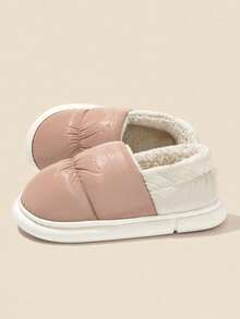 MAOLI Sandal Dalam Ruangan Berlapis Termal dengan Ujung Tertutup Warna Polos, Gaya Pasangan Unisex, Lembut dan Nyaman, Cocok untuk Musim Dingin di Dalam dan Luar Ruangan, Salju, Bagian Atas Kain Bulu Angsa, Tahan Air dan Mudah Dibersihkan - Berwarna merah muda - View 8