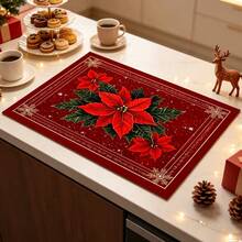 1pc Dish Drying Mat, Coffee Machine Mat, Christmas Red Plaid Coaster, High Absorbency Quick Drying Mat, Suitable For Kitchen Table, Bar Counter Decoration And Protection, Christmas Atmosphere Desktop Protector, Multi-Purpose Drying Mat, Home Gift, Desktop Decoration, Holiday Room Decor - XYLSD-979 - View 3