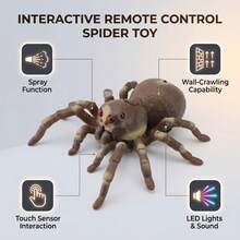RC Moving Spider With Spray Function – Wireless Remote Control Toy For Kids, Perfect For Pranks And Halloween Decorations, Realistic Movement And Bright LED Eyes - Brown - View 4