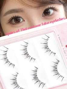 Thai Style Full Strip False Eyelashes, Transparent Thin Stem, Natural Soft Gradient, 6-12mm, Lightweight Fluffy, Reusable, Daily Makeup, Beginner-Friendly - View 1