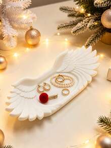1/2pcs INS Cream Style White Wing Jewelry Tray, Desktop Decorative Storage Tray, 3D Stereoscopic Jewelry Storage Dish, Vanity Earring Necklace Ring Storage And Organization, Entryway Key Small Accessories Decorative Storage Ornament, Fairy Gift, Fun Holiday Gift, Halloween, Christmas - View 11