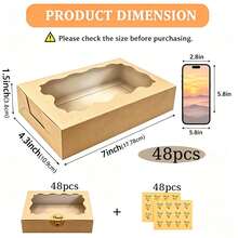 48/24/12/6 Pcs Hard Paper Gift Boxes With Clear Viewing Window, Thick Sturdy Reusable Boxes With Thank‑You Stickers, Ideal For Party & Holiday Gift Packaging - Brown - View 11