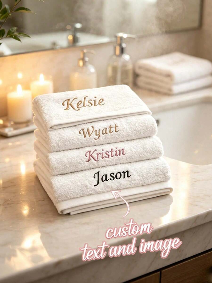 Handuk Wajah Bordir Personalisasi, Bordir Nama Multi-Warna, Cocok untuk Pesta Piyama, Kamar Mandi, SPA, Hadiah Pengiring Pengantin, Hadiah Pernikahan, Hadiah Cinta, Suvenir Pesta, Kustomisasi Hotel, Handuk Wajah Lembut dan Menyerap untuk Teman - MultiWarna - View 1