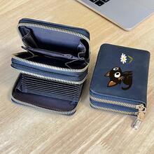 Cat And Flower Printed Card Holder Lightweight Fashionable Wallet Suitable For Daily Use For Women Double Zipper Mini Wallet Purse Wallet Card Wallet - Multicolor - View 3