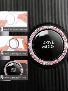 Women's Genuine Leather Steering Wheel Cover 10-Piece Set 14.5-15 Inch Car Accessories With Seat Belt Shoulder Pads, Seat Belt Cover Cup Holder, Start Button Ring Sticker - A - View 8