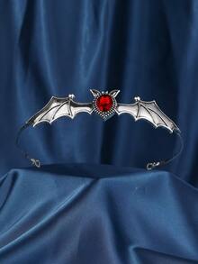 Black And Red Vampire Bat Tiara Halloween Headpiece Black Rhinestone Gothic Women Crown Girls Headband - Black - View 1