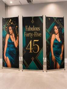 1pc - Personalized Banner, Personalized Custom Photo Polyester Fiber Banner. Personalized Wedding Photo Text Poster, Custom Frameless Canvas Graduation Poster, Wedding Welcome Poster, Custom Birthday Party Poster, Wedding Welcome Sign Template - Multicolor - View 4