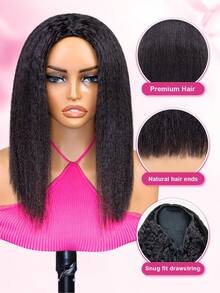 ISEE Women's 3-In-1 Half Wig, Human Hair, Curly/Straight/Curly-Straight, InvisiFit Band, 180% Density, 12-16 Inch Bob, Flexible Fit, Glue-Free Wear, Suitable For Beginners Daily Use - SNatural - View 4