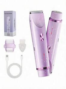 2-In-1 Women's Electric Body Trimmer & Bikini Trimmer, Rechargeable Ceramic Blade Rotary Shaver, Detachable And Washable, Suitable For Sensitive Areas, Underarms, Legs And Facial Hair, USB-C Interface, Wireless Portable Travel Design - Size - View 15