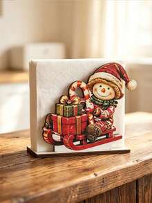Christmas Wooden Napkin Holder, Santa Claus Sleigh Design, Suitable For Dining Table, Family Dinner, Home Decor, Holiday Table, Napkin Storage Rack, Suitable For Kitchen Countertop, Christmas Party Table Centerpiece And Supplies - View 4