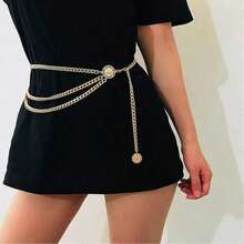 1pc Gold Multi-Layer Sunflower Chain Waist Belt - Gold - View 7