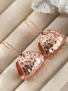 YOYO Vintage Handmade Hammered Texture Earrings, Unique Raised And Recessed Design, Unique Gift For Girlfriend - Rose Gold - View 3