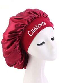 Customized Name Silk Satin Bonnet For Curly Hair, Personalized Mulberry Silk Hair Wrap With Adjustable Strap, Beauty Sleep Cap - Multicolor - View 15