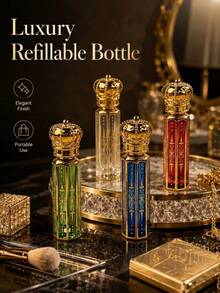 6ml Mini Fragrance Spray Bottle, Refillable Glass Roller Ball Bottle With Crown Cap, Empty Roller Ball Fragrance Container, Portable Travel Fragrance Mixing Bottle, DIY Handmade Project, Essential Oil Storage, Small Portable Bottle Accessory - Multicolor - View 3