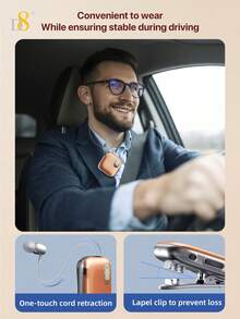 D8 Fashion Wireless Clip-On Retractable Earphones With LED Digital Display Real-Time Battery Level, One-Click Automatic Earphone Cable Storage, 400mAh Large Capacity Battery, Up To 90 Hours Ultra-Long Battery Life, Smooth Hands-Free Calling - View 7
