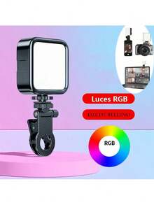 RGB LED Light For Photography And Video, Portable Fill Light For Phone, Camera, Laptop, And Streaming, Multicolor LED Lighting For Selfies, Video Calls, And Content Creation, Compact Design With Adjustable Stand, Easy To Install And Carry - Black - View 11