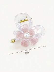 topshiny 1pc Elegant Transparent Flower Hair Claw Clip, Large Acetate Pearl Hair Clip, French Style Updo Hair Accessory For Women - Multicolor - View 10