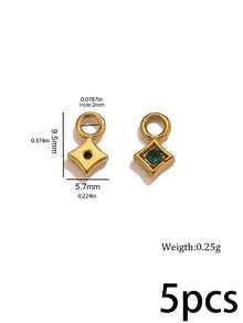 5 Pcs 304 Stainless Steel 18K Gold Plated Square Rhinestone Charms, Multi‑Color Crystal Tiny Pendants DIY Jewelry Accessories, Handmade Necklaces - Pendants - View 12
