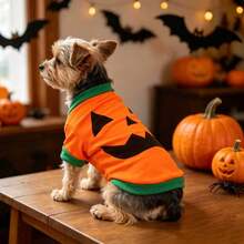 1pc Halloween Pumpkin Head New Style Dog Clothes T-Shirt With Sleeves, Breathable And Comfortable - Orange - View 5