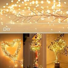 50/100/200LED Silver Wire Firecracker String Lights, Warm White 8 Modes Adjustable Brightness Lights, Battery Operated Timer IP44 Waterproof Lighting For Eid Wedding Patio Holiday Outdoor Decor - Battery-powered Firecracker Lights - View 4