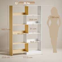 350° draaibare hoekboekenkast met 5 planken, uitschuifbare L-vormige opbergkast, 60-111x24x164cm, eikenhout - A - Bekijken 5