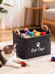 Pet Supplies Storage Box, Universal For Cats And Dogs, Pet Toy Storage Box, Dog Toy Storage Box With Handle, Foldable Pet Supplies Storage Basket/Storage Box, Children's Toy Storage Box/Storage Box - Multicolor - View 3