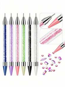 Diamond Painting Tools, Self-Adhesive Rhinestone Pen, Dual-Tip Rhinestone/Gem/Crystal Pickup Wax Pen, Nail Art Rhinestone Pen; Suitable For 5D DIY Diamond Painting, Handmade Cross Stitch And Nail Art Decoration; Crystal Bead Handle Design. - A - View 3