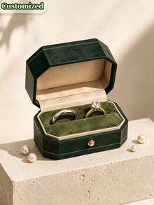 Custom Octagonal Ring Box, Vintage Leather Style, Wedding Ceremony Ring Box, Romantic Proposal Box, Engagement Ring Storage Box, Anniversary Gift Box, Wedding Photography Prop, Valentine's Day Jewelry Storage Box - Multicolor - View 5