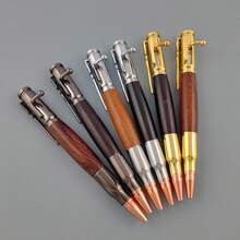 1pc High-Grade Creative Bullet Shaped Bolt Action Tactical Ballpoint Pen Black Ink Rosewood Blackwood Metal Luxury Gun Pen With Rifle Design Clip - Gun Pen - View 4